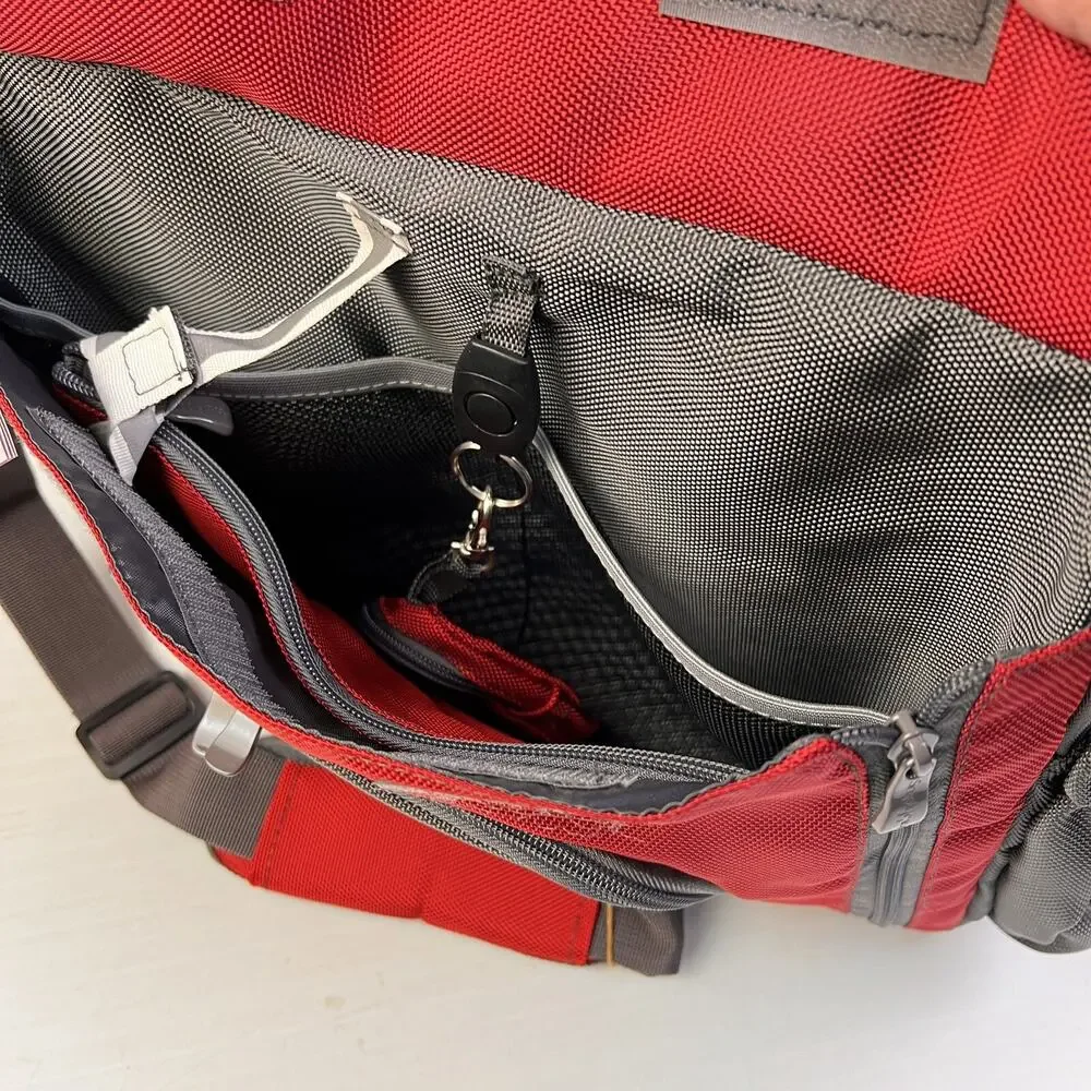 simplygood Smart Square Diaper Bag Red Insulated Backpack Zipper Compartments